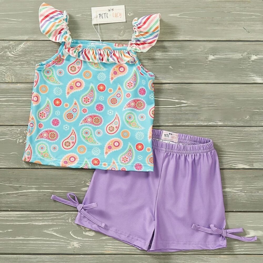 Pete + Lucy Poppin Paisley 2 pc outfit size 7/8